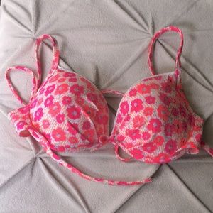 Bright pink and coral push up bikini top